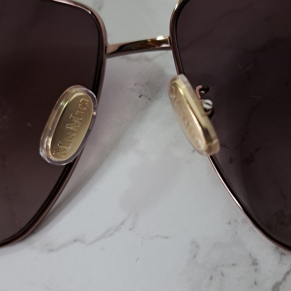 MaxMara Jewel Shiny Bronze Square Metal Sunglasses MM0035-H 38T - Picture 9 of 15